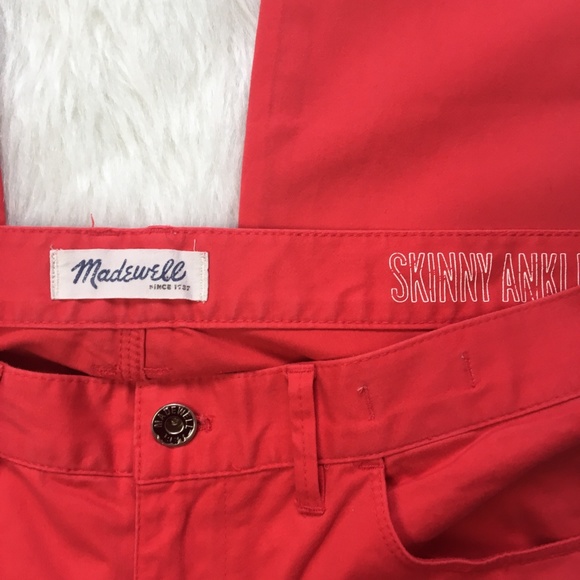 Madewell Orange Skinny Ankle Pants Size 12 - Picture 7 of 10